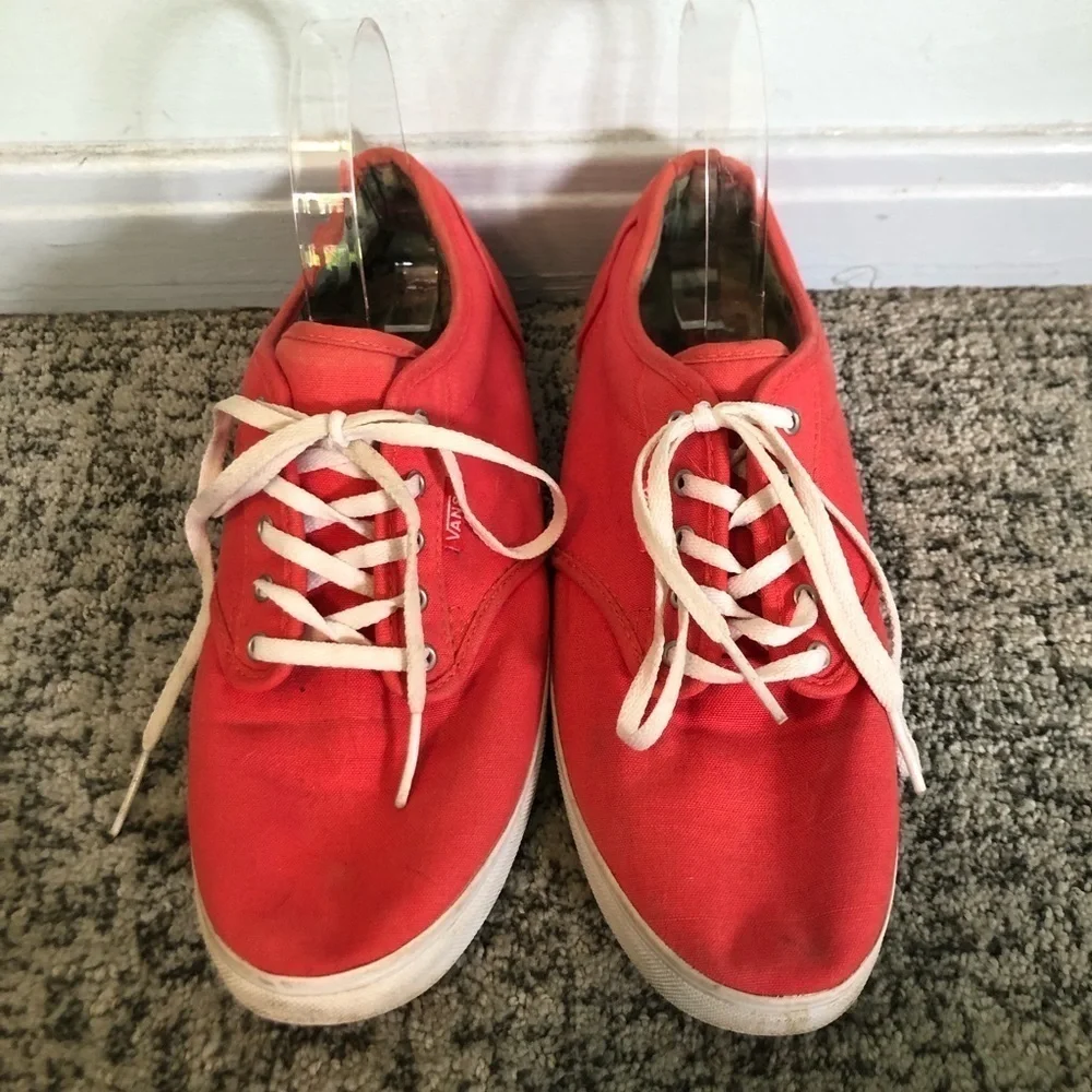 Vans Canvas Low Top Coral Lace Up Sneakers Size 9.5
